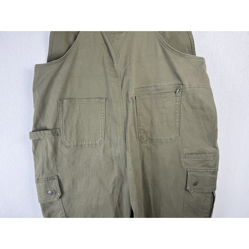 Duluth Trading Co DuluthFlex Fire Hose Bib Overalls Olive Green Womens XL-29 - Picture 6 of 11